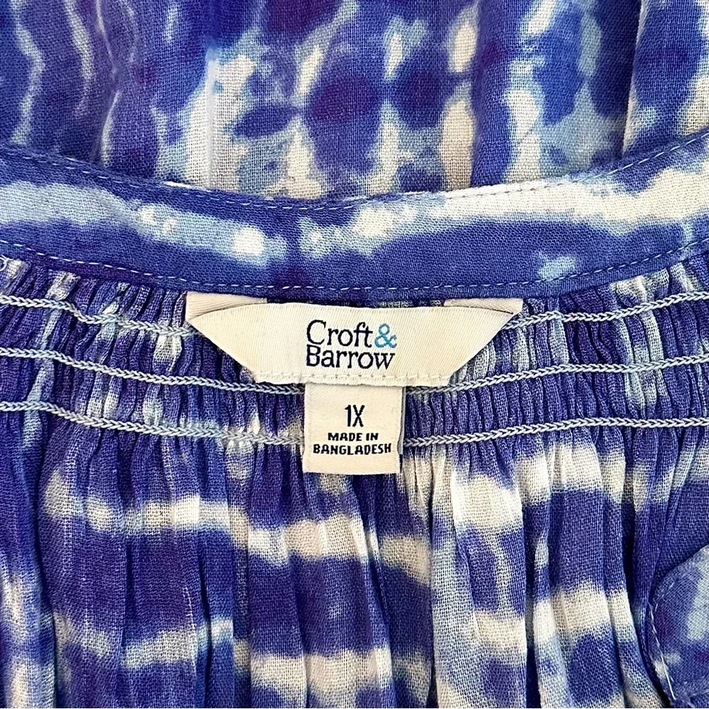 SOLD 🛍️ Croft & Barrow Women’s Rayon Tie Dye Novelty V-neck Flared Blouse 1X - Picture 7 of 7